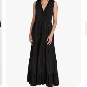 Playa Lucila Eyelet Black Maxi Dress - Size Small